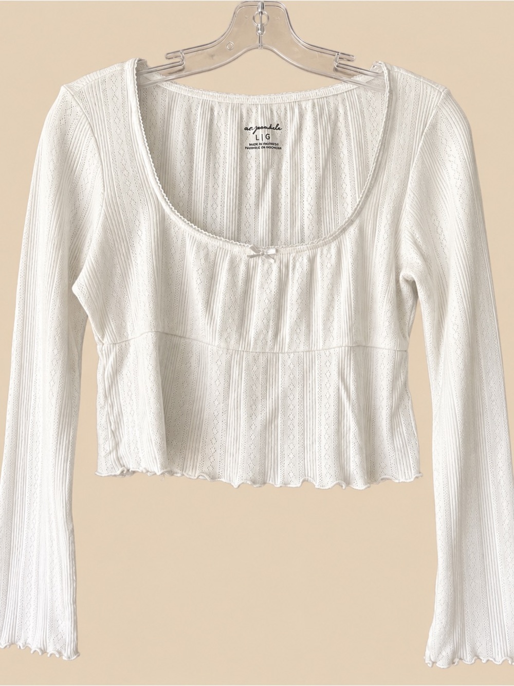 Urban Outfitters Ruffle Lace Cropped Henley L